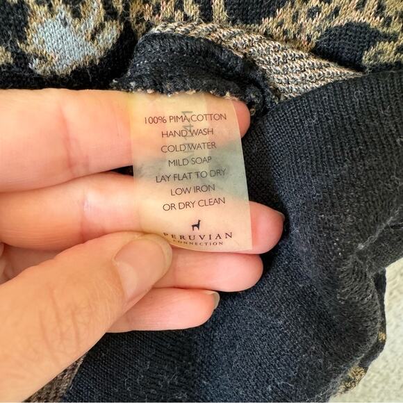 Peruvian Connection Filigree Pima Cotton Fitted Sheath Sweater Dress Size Small - Picture 5 of 6